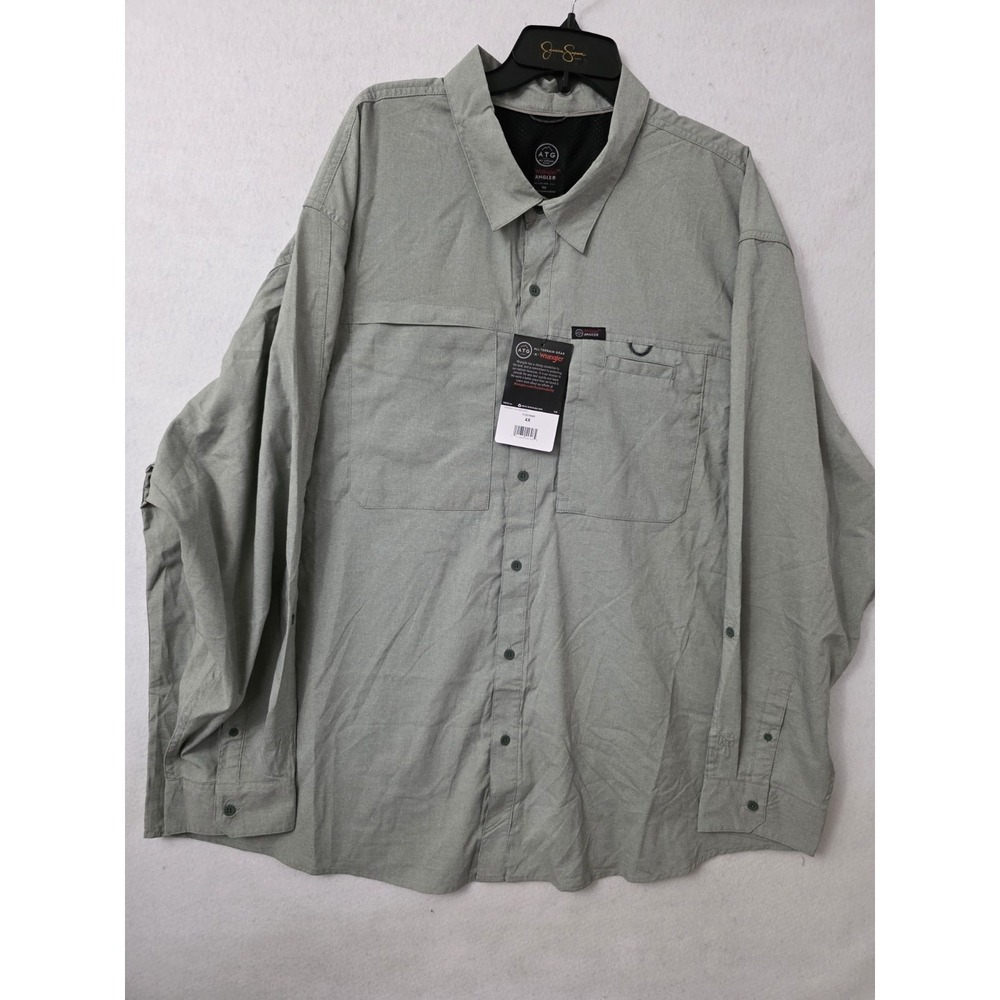 Wrangler Outdoor Shirt Roll-Up Sleeve Button Up‎ Hiking Fishing Mens 4XL  Green